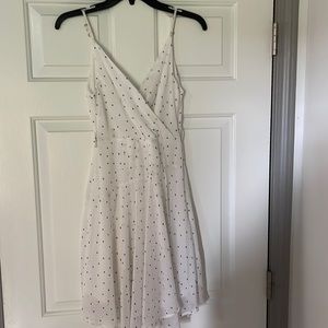 White and Navy Polk a dotted Flare dress